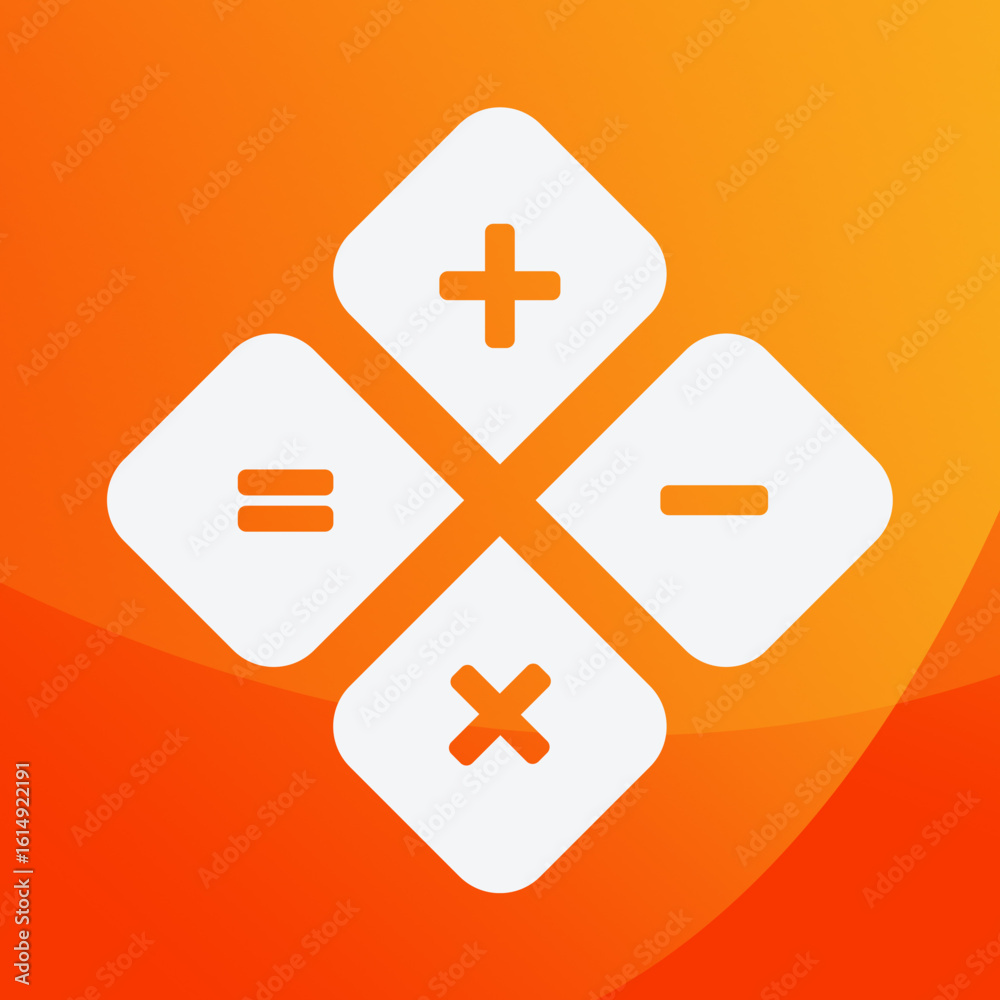 Fototapeta premium Simple white book icon on an orange gradient background.