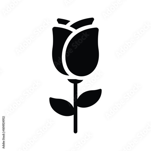 A glyph icon showing a single blooming rose