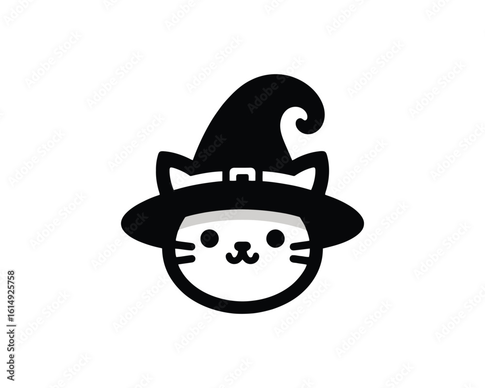 Fototapeta premium Whimsical Witchy Cat Vector Icon Spooky and Sweet