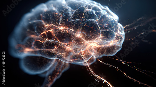 Dynamic brain activity with glowing synapses firing, perfect for medical, tech, or innovative concepts with a modern, professional edge for your project