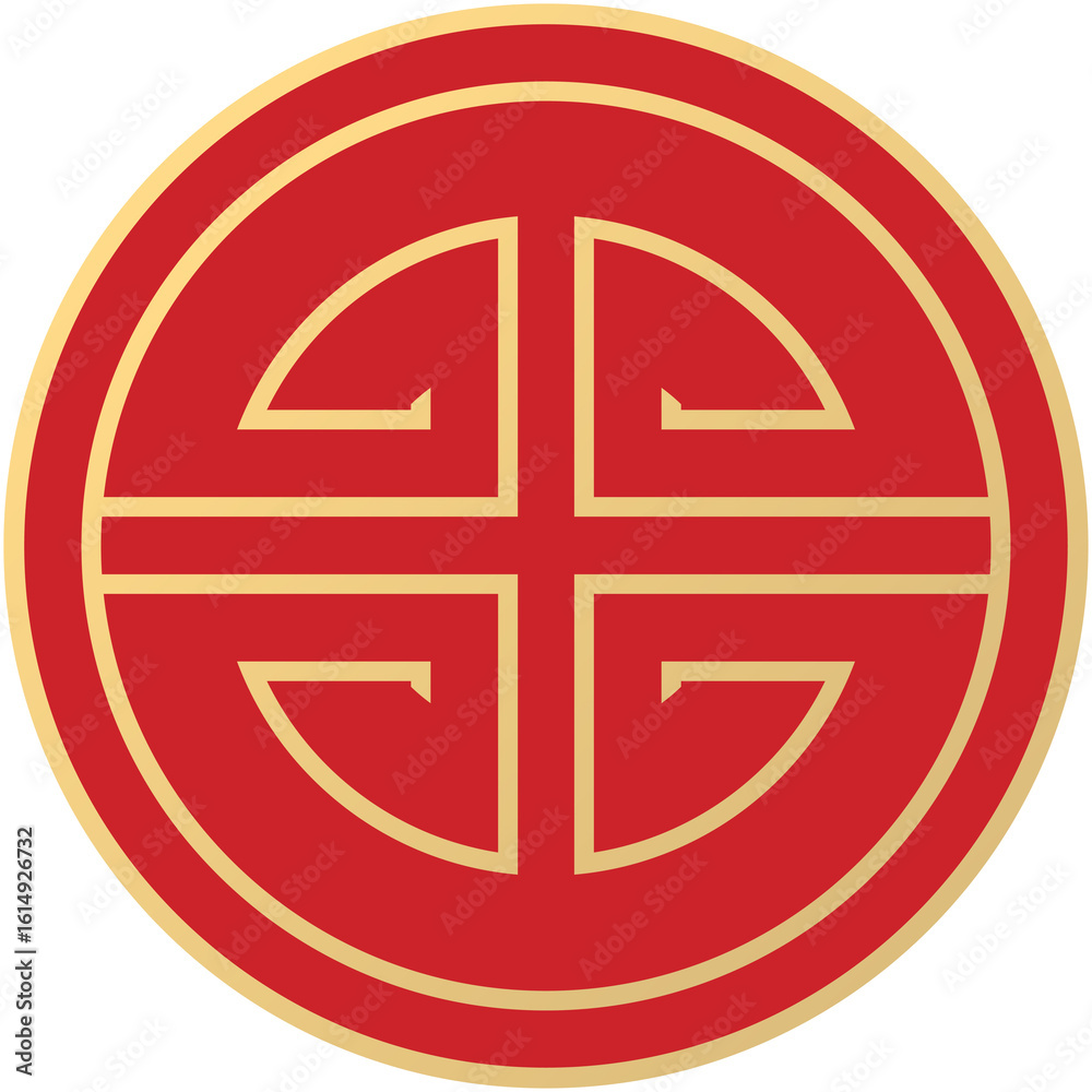 Fototapeta premium Red Circle of Chinese Gold Ornament