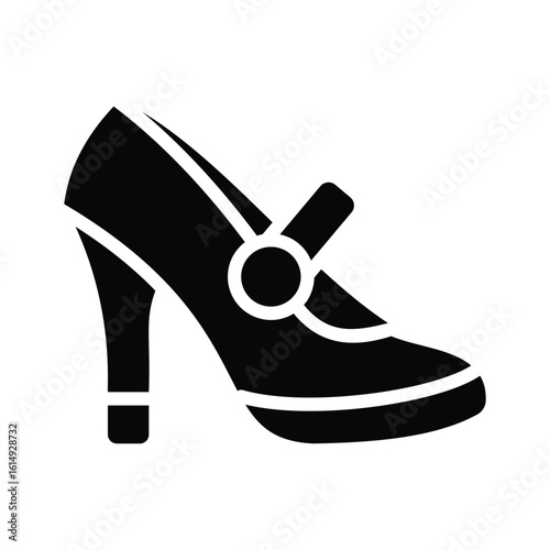 Stylish glyph icon showing single heel shoe