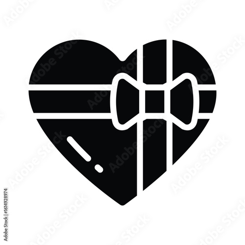 Well designed glyph icon of heart gift with ribbon