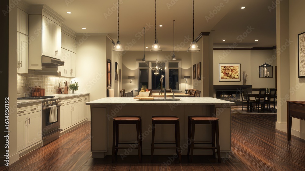 Fototapeta premium dining kitchen with family