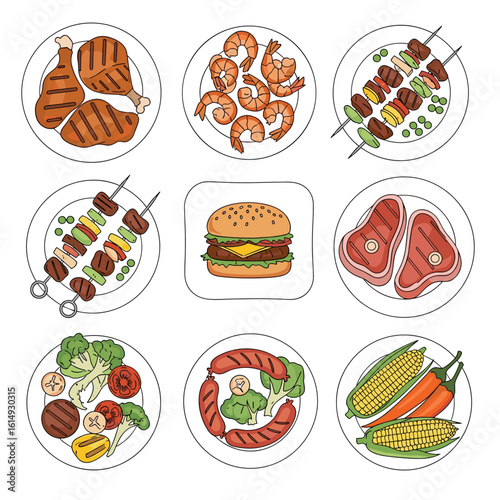 Delicious collection of grilled foods and barbecue favorites perfect for summer cookouts