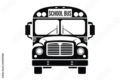 Black and White School Bus Graphic Illustration Vector Design