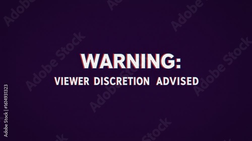 Animated Warning Message Viewer Discretion Advised Modern Glitch Effect
