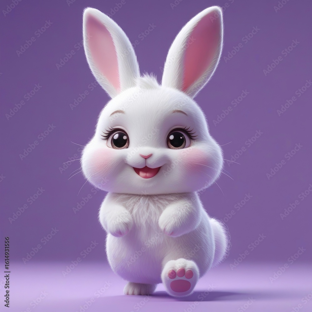 Obraz premium white rabbit on purple background