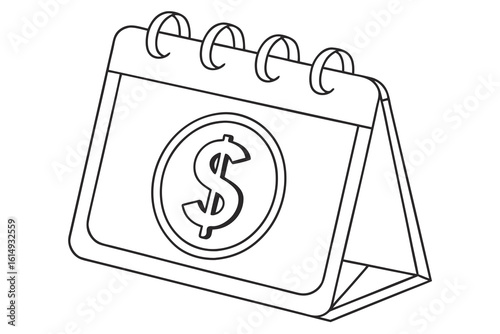 Calendar with Dollar Sign Symbol.