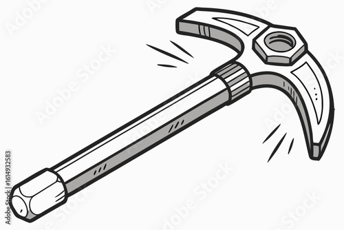 Cartoon illustration of a rock climbing hammer.