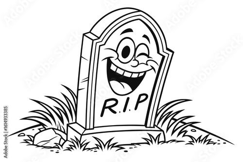 Happy Cartoon Tombstone with RIP inscription.