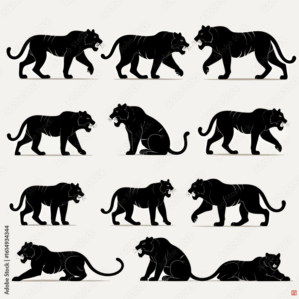 Obraz premium collection of tigers silhouettes