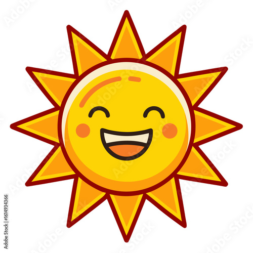 Cheerful sun cartoon radiating positivity and warmth for summer projects and happy designs perfect for kids