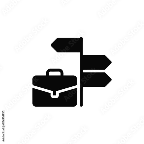 Career path choices with briefcase and directional signpost illustration