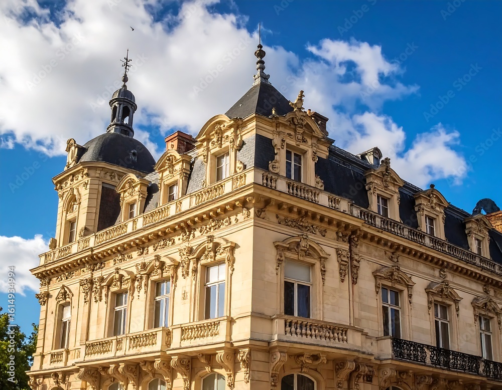 Fototapeta premium Ornate European Building Under Sunny Sky
