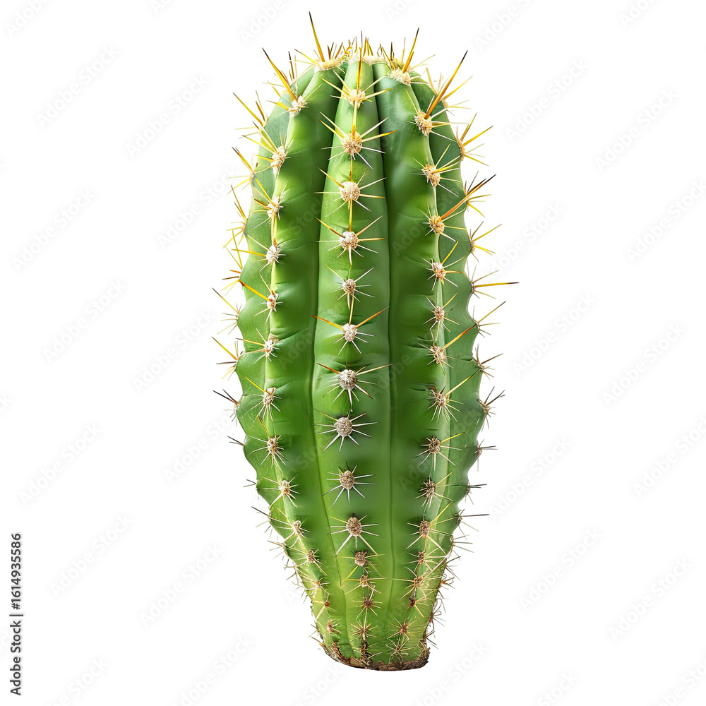 Naklejka premium Close-up of a vibrant, ribbed cactus