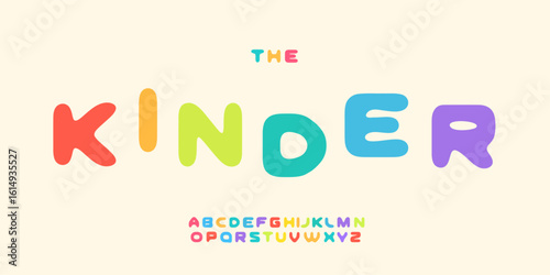 Colorful rounded alphabet, playful cartoon letters, bold soft font for school logo, kid headline, birthday nursery design, happy kinder typography, fun preschool typographic design. Vector typeset