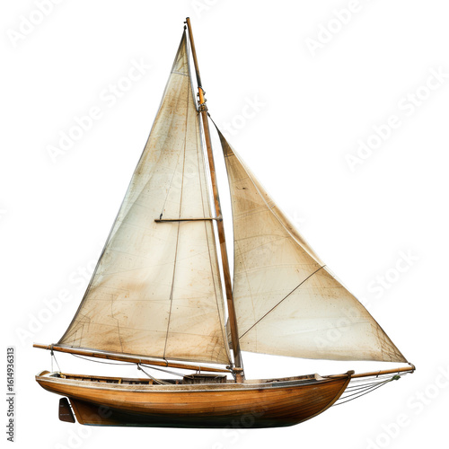 Vintage sailboat, weathered canvas