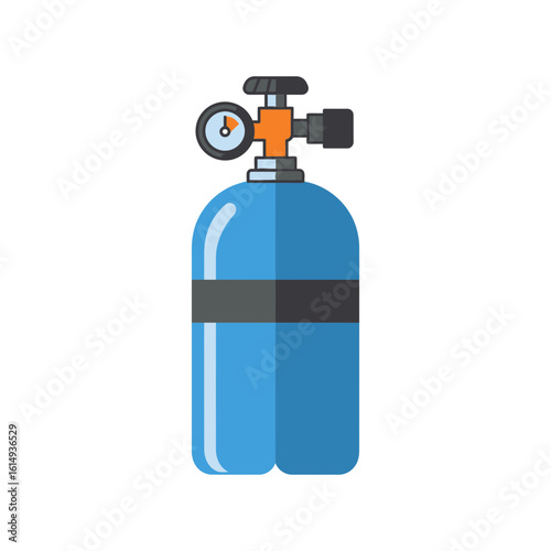 Flat Vector Icon: Oxygen Tank SCBA - Clean Line Style for Medical, Safety & Emergency Use