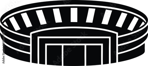 stadium vector icon with round shadow silhouette vector