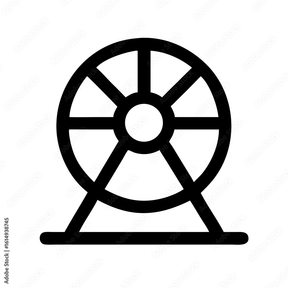 Obraz premium Hamster Wheel Icon in Black and White, the Concept of Repetitive Work, for Websites, Infographics, Presentations, and Training Materials