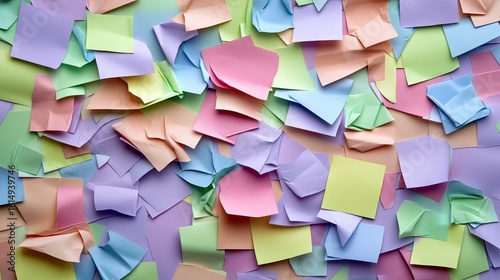 Colorful sticky notes scattered densely