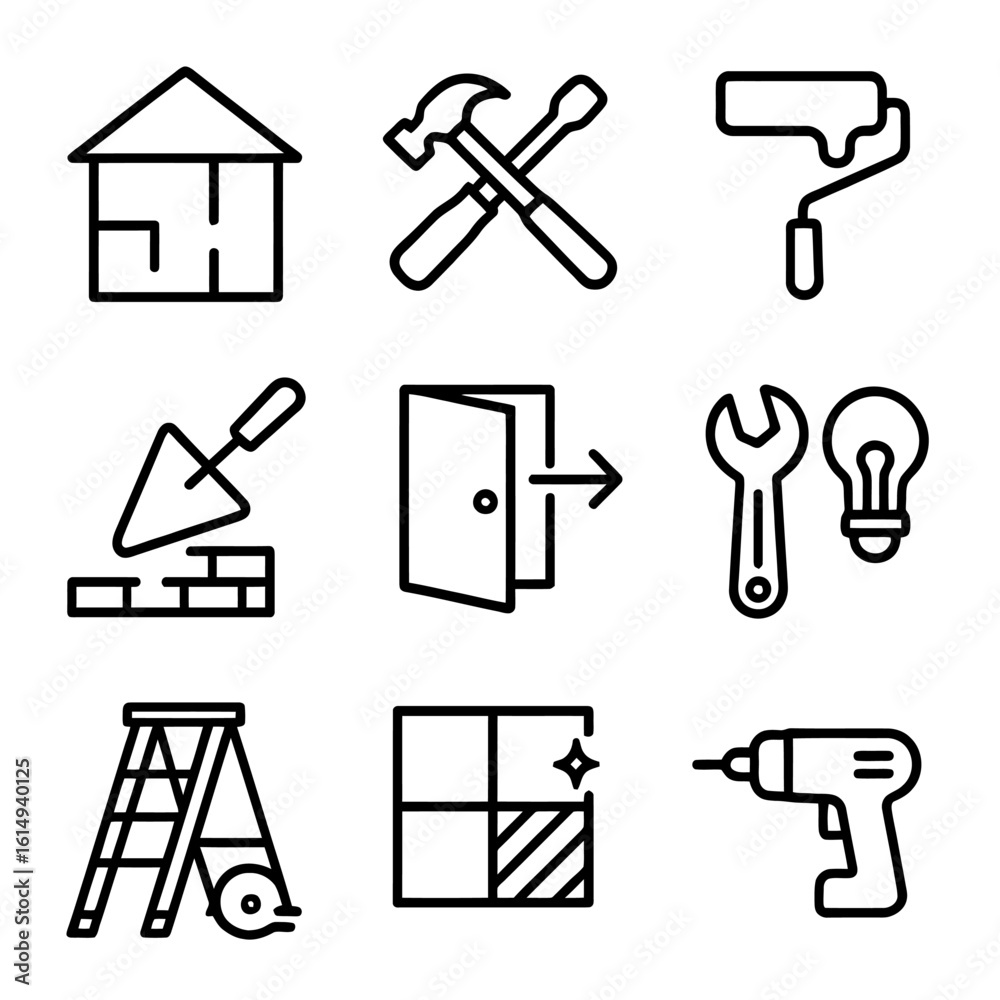 Fototapeta premium Home renovation tools and icons for diy projects