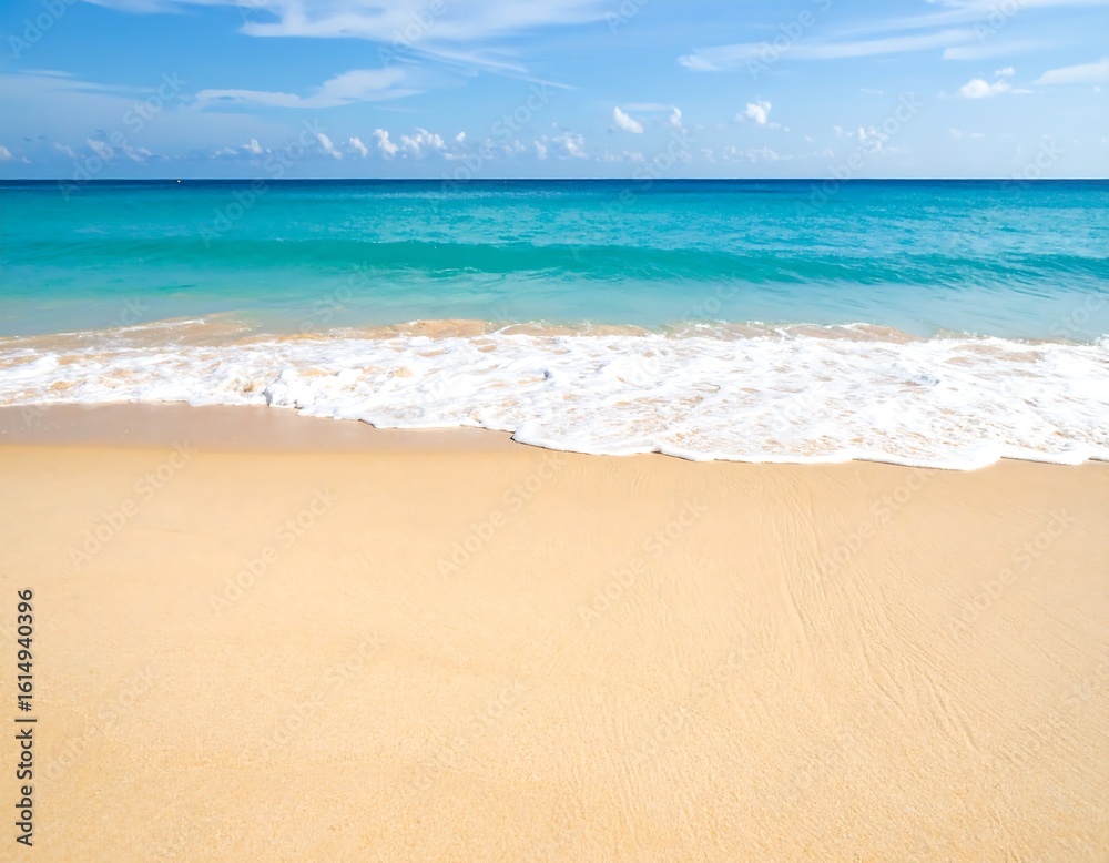 Fototapeta premium Sunny beach scene with turquoise waves