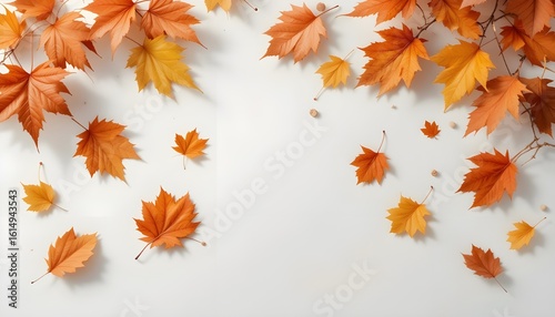 Colorful seasonal leaf pattern isolated on white