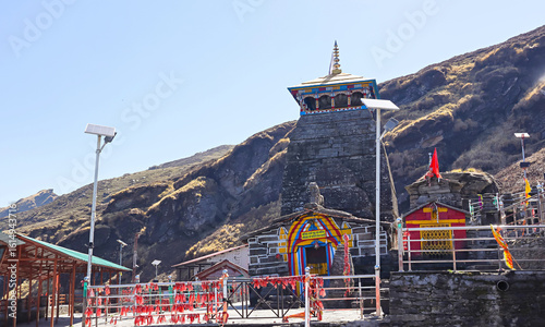 Tungnath Temple, with its closed gate, set amidst the picturesque landscape of Chopta, Rudraprayag, Uttarakhand, India.