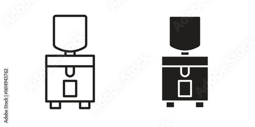 Dispenser icon set, line and black glyph style for food app website.