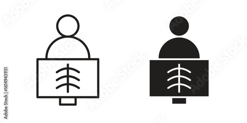 X ray icon set, line and black glyph style for food app website.
