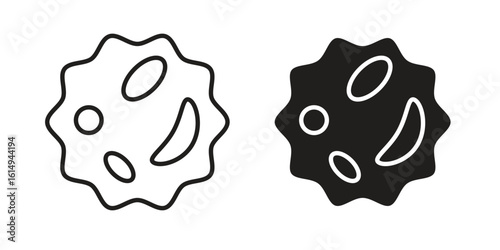 White blood cell icon set, line and black glyph style for food app website.