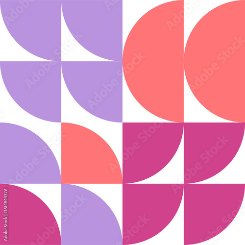 Geometric Pattern Design With Pink Purple Lavender And Coral Colors