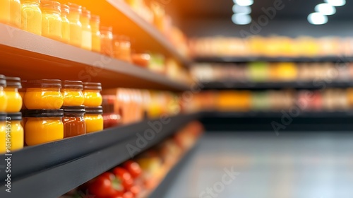 Wallpaper Mural Supermarket aisle filled with colorful bottles and jars of food products Torontodigital.ca
