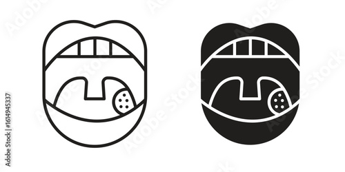Tonsil icon set, line and black glyph style for food app website.