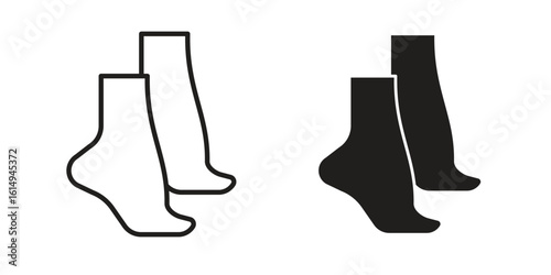 Tiptoe feet icon set, line and black glyph style for food app website.