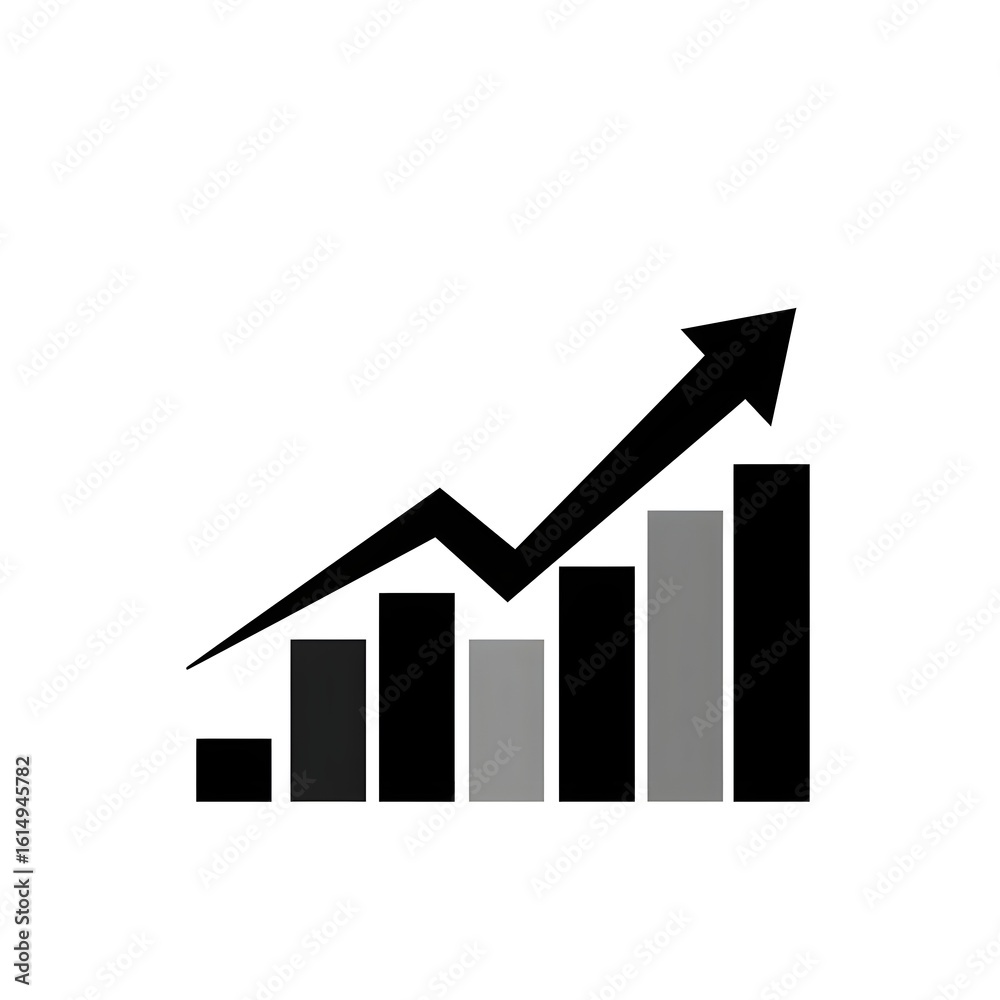 Grayscale Financial Growth Bar Chart Grayscale Financial Growth Bar Chart