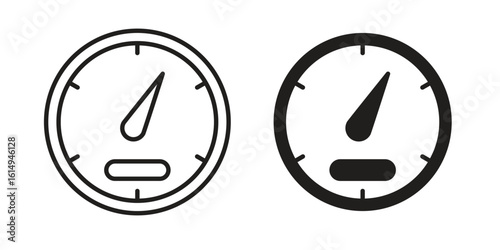 Speedometer icon set, line and black glyph style for food app website.