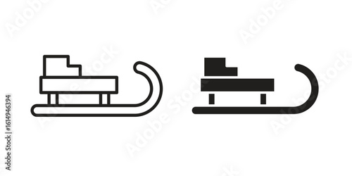 Sled icon set, line and black glyph style for food app website.
