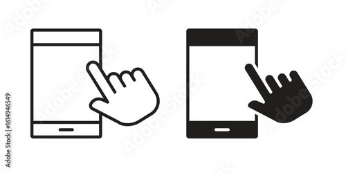 Self service icon set, line and black glyph style for food app website.
