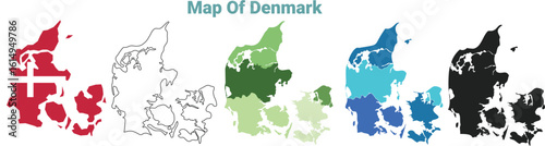 Set of isolated denmark maps. denmark flag overlaid with flag proportions. Maps and traveling around the world