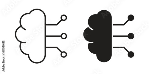 Intelligence icon set, line and black glyph style for food app website.