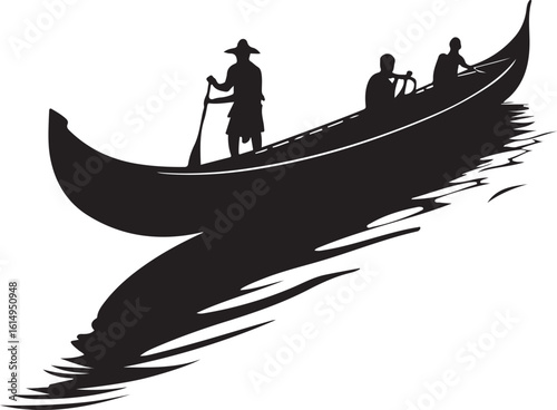 Canoeists paddling on water people boat