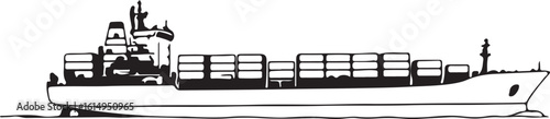 Cargo ship silhouette with stacked containers container ship maritime