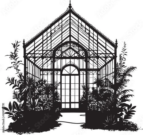 Victorian greenhouse with lush foliage architecture glasshouse