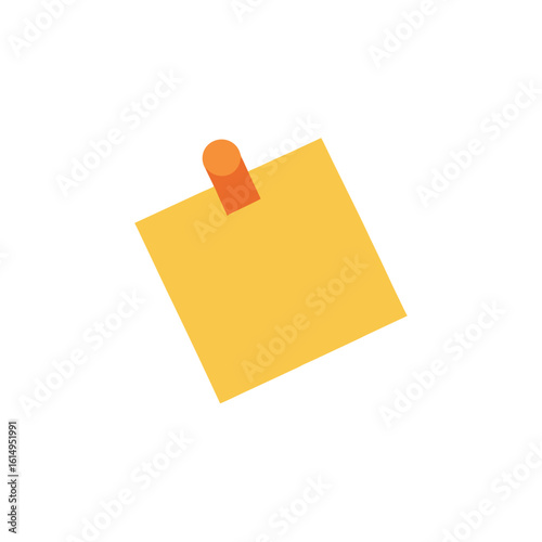Yellow sticky note with an orange pushpin on a black background