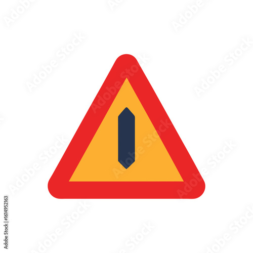 Warning sign indicating narrow road ahead