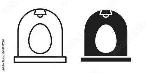 Egg incubator icon set, line and black glyph style for food app website.