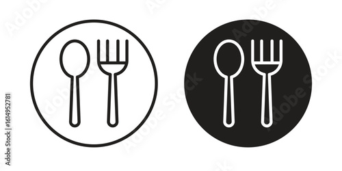 Eatery icon set, line and black glyph style for food app website.
